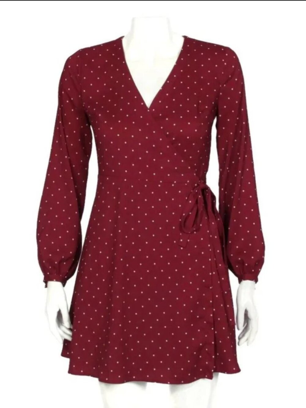 LOFT Wrap Dress Red Burgundy Gold Star Print. Size 18, NWT